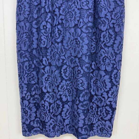 Lulus Short Sleeve Crew Neck Lace Midi Dress Blue Size Small - Picture 4 of 8